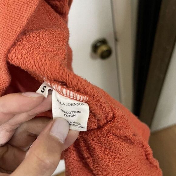 NWOT Ulla Johnson Landry Orange Puff Sleeve Ruffle Hem Sweatshirt Dress Small - Picture 5 of 7